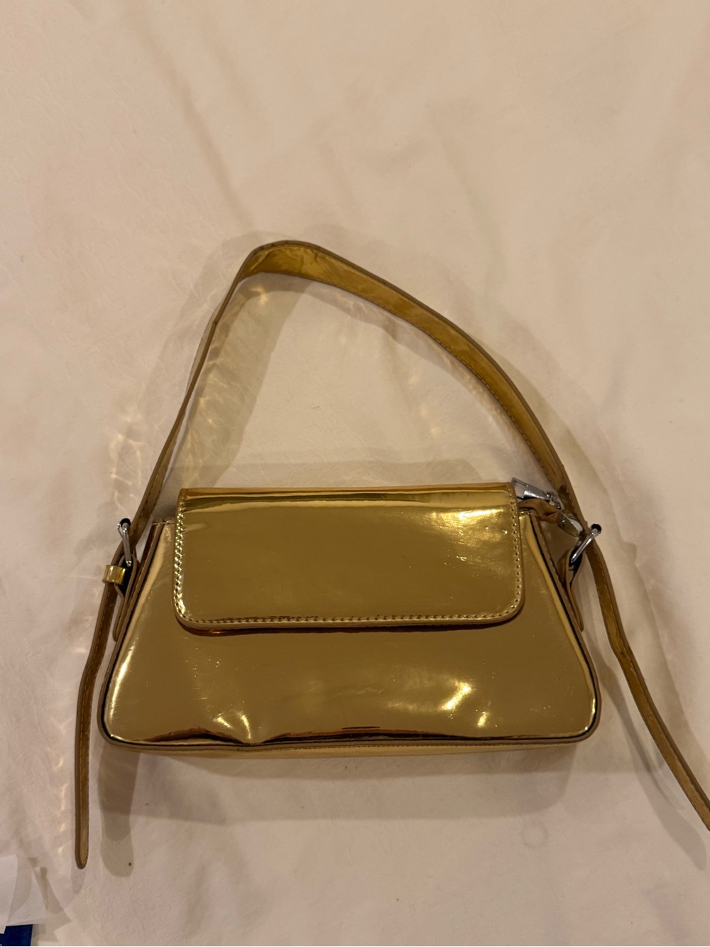 Metallic Gold Shoulder Bag - Sleek Women's Evening Bag